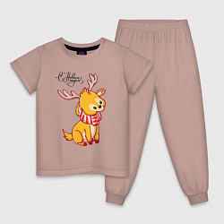 Пижама хлопковая детская С новым годом! маленький олененок, цвет: пыльно-розовый