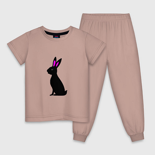 Детская пижама Черный кролик / Пыльно-розовый – фото 1