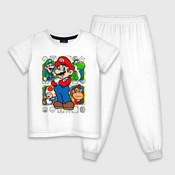 Пижама хлопковая детская Супер Марио, цвет: белый