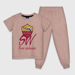 Пижама хлопковая детская Roma - sweeper - Italy, цвет: пыльно-розовый