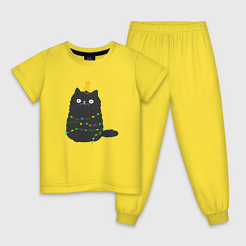 Детская пижама Котик притворился ёлочкой / Желтый – фото 1