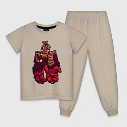 Пижама хлопковая детская Beast pop boxing, цвет: миндальный