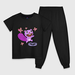 Пижама хлопковая детская Toothy trap, цвет: черный