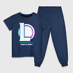 Пижама хлопковая детская League of Legends в стиле glitch и баги графики, цвет: тёмно-синий