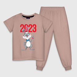 Пижама хлопковая детская Заяц 2023, цвет: пыльно-розовый
