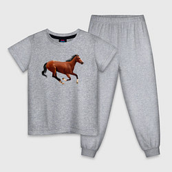 Пижама хлопковая детская Чистокровная верховая лошадь, цвет: меланж