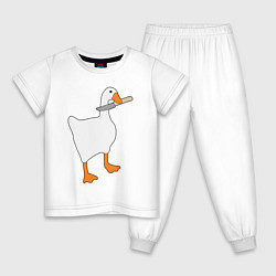 Пижама хлопковая детская Опасный гусь, цвет: белый