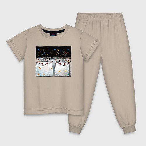 Детская пижама Мрачные коты празднуют / Миндальный – фото 1