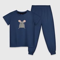 Пижама хлопковая детская Минималистичная мышь, цвет: тёмно-синий