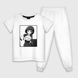 Пижама хлопковая детская Когума ЧБ - Супер Каб, цвет: белый