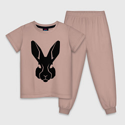 Пижама хлопковая детская Rabbit head, цвет: пыльно-розовый