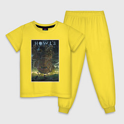 Пижама хлопковая детская Howls castle poster, цвет: желтый