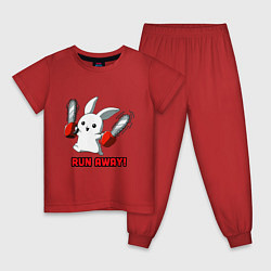Пижама хлопковая детская Rabbit run away, цвет: красный
