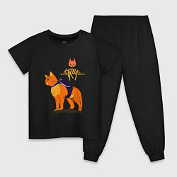 Пижама хлопковая детская Stray - cat logo, цвет: черный