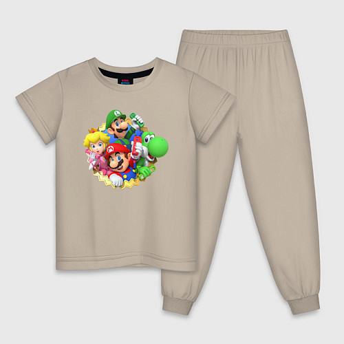 Детская пижама Марио, Луиджи, Пич и Йоши / Миндальный – фото 1