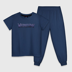Пижама хлопковая детская Logotype Wednesday, цвет: тёмно-синий