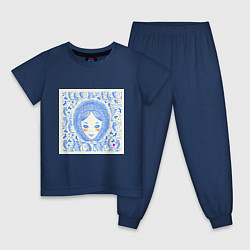 Пижама хлопковая детская Ретро-Снегурочка, цвет: тёмно-синий