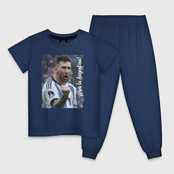 Пижама хлопковая детская Viva la Argentina - Lionel Messi - world champion, цвет: тёмно-синий