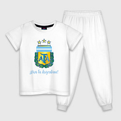 Пижама хлопковая детская Эмблема федерации футбола Аргентины, цвет: белый
