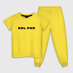 Пижама хлопковая детская GRL PWR арт, цвет: желтый