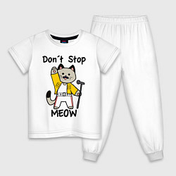 Пижама хлопковая детская Freddy MEOWcury, цвет: белый