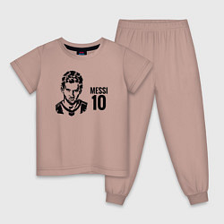 Пижама хлопковая детская Messi 10, цвет: пыльно-розовый