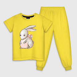 Пижама хлопковая детская Серый кролик с леденцом, цвет: желтый