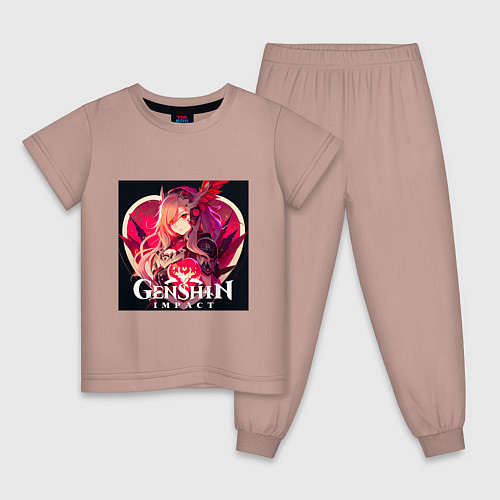 Детская пижама Геншин Импакт, любимым / Пыльно-розовый – фото 1