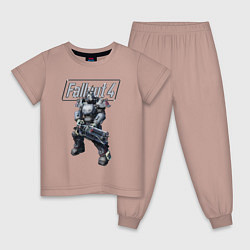 Пижама хлопковая детская Fallout 4 - Ultracite Power Armor, цвет: пыльно-розовый