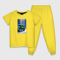 Пижама хлопковая детская Tahoe на зимней дороге, цвет: желтый