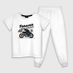 Пижама хлопковая детская Два колеса навсегда, цвет: белый