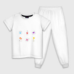 Пижама хлопковая детская День Влюбленных, цвет: белый