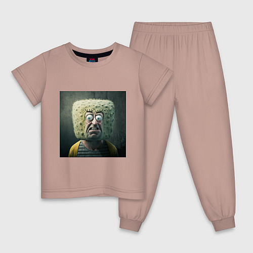 Детская пижама Человек-квадратная голова / Пыльно-розовый – фото 1