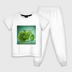 Пижама хлопковая детская Зелёное движение, цвет: белый