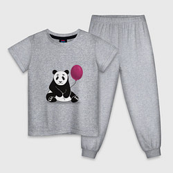 Пижама хлопковая детская Панда с шариком, цвет: меланж