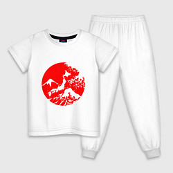 Пижама хлопковая детская Флаг Японии - красное солнце, цвет: белый