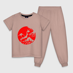 Пижама хлопковая детская Флаг Японии - красное солнце, цвет: пыльно-розовый