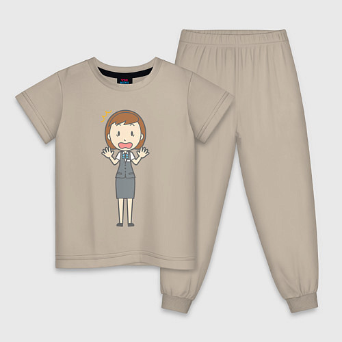 Детская пижама Офисная леди в испуге / Миндальный – фото 1
