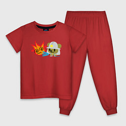 Пижама хлопковая детская Мышонок пожарный, цвет: красный