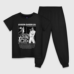 Пижама хлопковая детская Queen рок группа, цвет: черный