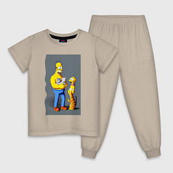 Детская пижама Homer Simpson and cats - нейросеть арт