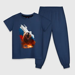 Пижама хлопковая детская Злой русский медведь, цвет: тёмно-синий