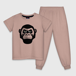 Пижама хлопковая детская Serious gorilla, цвет: пыльно-розовый