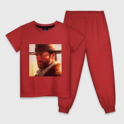 Пижама хлопковая детская Red Dead Redemption in Alex Ross Style, цвет: красный