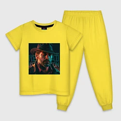Пижама хлопковая детская Red Dead redemption, dark Arthur, цвет: желтый