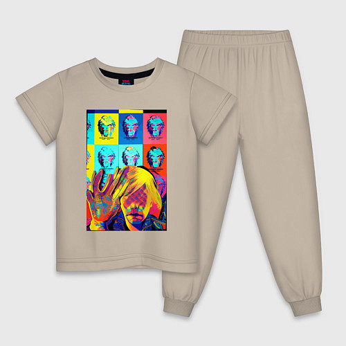 Детская пижама Andy Warhol and neural network - collaboration / Миндальный – фото 1