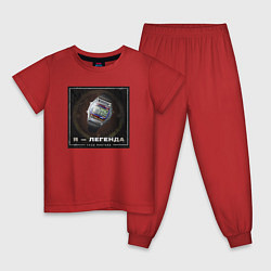 Пижама хлопковая детская Часы Монтана - легенда, цвет: красный