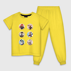 Пижама хлопковая детская Персонажи игры Геншин Импакт, цвет: желтый