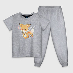 Пижама хлопковая детская Милая лисичка подралась с мышкой, цвет: меланж
