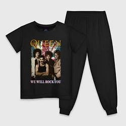 Пижама хлопковая детская Queen винтаж, цвет: черный